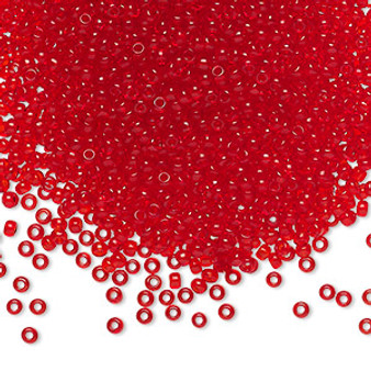 Seed bead, Preciosa Ornela, Czech glass, transparent red (90070), #11 rocaille. Sold per 500-gram pkg.
