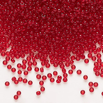 Seed bead, Preciosa Ornela, Czech glass, transparent ruby, #11 rocaille. Sold per 500-gram pkg.