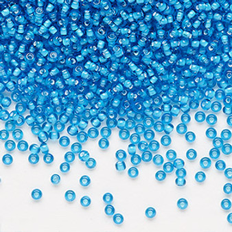 Seed bead, Preciosa Ornela, glass, transparent chalkwhite-lined aquamarine, #11 rocaille. Sold per 500-gram pkg.