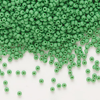 Seed bead, Preciosa Ornela, Czech glass, opaque matte green, #11 rocaille. Sold per 500-gram pkg.