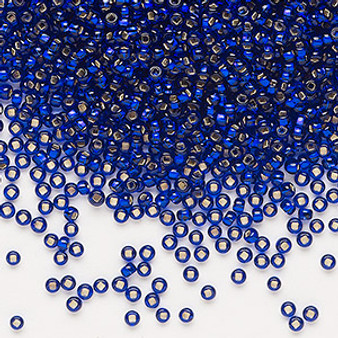 Seed bead, Preciosa Ornela, Czech glass, transparent silver-lined blue (37100), #11 rocaille with square hole. Sold per 500-gram pkg.