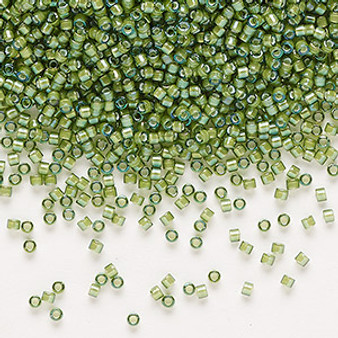 DB1786 - 11/0 - Miyuki Delica - Translucent White Lined Luster Light Green - 7.5gms - Cylinder Seed Beads