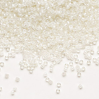 DB1701 - 11/0 - Miyuki Delica - Translucent Rainbow White Pearl Lined Pale Beige -  50gms - Cylinder Seed Beads