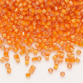 DB1777 - 11/0 - Miyuki Delica - Translucent White Lined Rainbow Orange  - 7.5gms - Cylinder Seed Beads