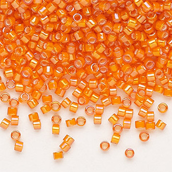 DB1777 - 11/0 - Miyuki Delica - Translucent White Lined Rainbow Orange  - 50gms - Cylinder Seed Beads