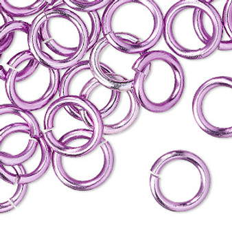 Jump ring, anodized aluminum, light purple, 12mm round, 7.9mm inside diameter, 12 gauge. Sold per pkg of 100.