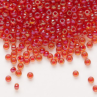 8-3528 - 8/0 - Miyuki - Translucent Scarlet Lined Luster Clear - 50gms - Glass Round Seed Bead