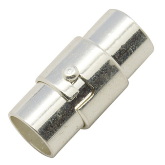 4 x Locking Magnetic Clasps - Silver 4mm*15mm with glue in ends 3mm ID