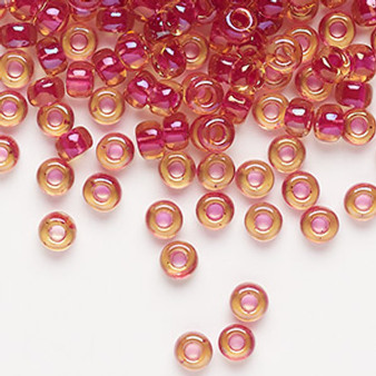 6-363 - 6/0 - Miyuki - Translucent Light Cranberry Lined Luster Topaz - 25gms - Glass Round Seed Bead