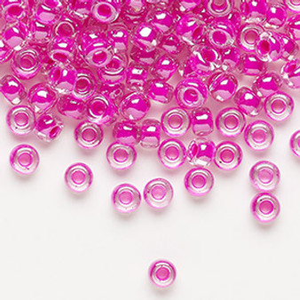 6-209 - 6/0 - Miyuki - Translucent Fuchsia Lined Luster Crystal Clear - 25gms - Glass Round Seed Bead