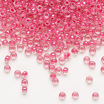 8-208 - 8/0 - Miyuki - Translucent Carnation Pink Lined Luster Crystal Clear - 50gms - Glass Round Seed Bead