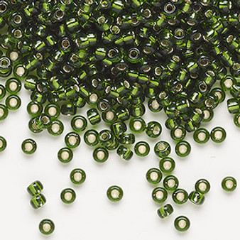 8-26 - 8/0 - Miyuki - Transparent Silver Lined Olive Green - 50gms - Glass Round Seed Bead