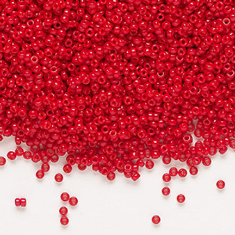 15-1684 - 15/0 - Miyuki - Opaque Semi Matte Outside Dyed Bright Red - 35gms - Glass Round Seed Beads