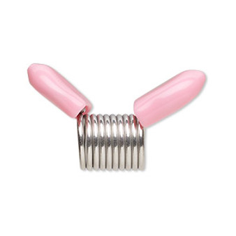 Beading supply, Beadalon® Bead Stopper™, stainless steel and rubber, pink, (2) 8mm and (2) 12mm. Sold per 4-piece set.