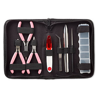 Tool set, vinyl / plastic / steel, multicolored, 7-1/2 x 5-inch case with zipper. Sold per 8-piece set.