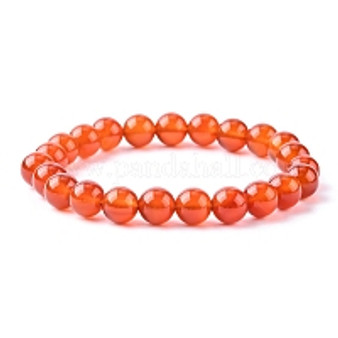 Gemstone Bracelet, Carnelian, about 5.2cm inner diameter, Bead: 8mm in diameter, 22~24pcs/Strand