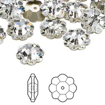 Bead, Crystal Passions®, crystal clear, foil back, 12x4mm faceted margarita flower (3700). Sold per pkg of 12.