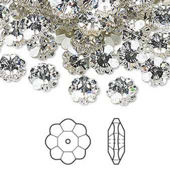 Bead, Crystal Passions®, crystal clear, foil back, 14x5mm faceted margarita flower (3700). Sold per pkg of 12.