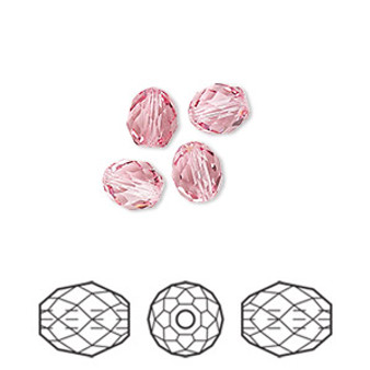 Bead, Crystal Passions®, light rose, 7x6mm faceted olive briolette (5044). Sold per pkg of 4.