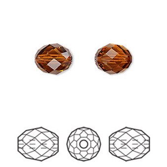 Bead, Crystal Passions®, light amber, 9.5x8mm faceted olive briolette (5044). Sold per pkg of 2.