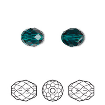 Bead, Crystal Passions®, emerald, 9.5x8mm faceted olive briolette (5044). Sold per pkg of 2.