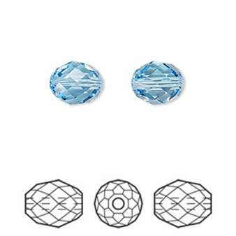 Bead, Crystal Passions®, aquamarine, 9.5x8mm faceted olive briolette (5044). Sold per pkg of 2.