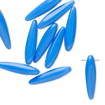 Bead, Preciosa Thorn™, Czech pressed glass, opaque azure blue, 16x4mm top-drilled thorn. Sold per pkg of 20.