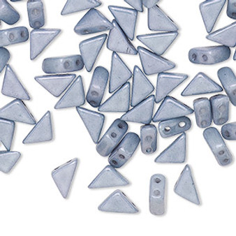 Bead, Tango™, Czech pressed glass, opaque alabaster luminous blue chalk, 8x6x6mm triangle with (2) 0.7-0.8mm holes. Sold per 10-gram pkg, approximately 65 beads.