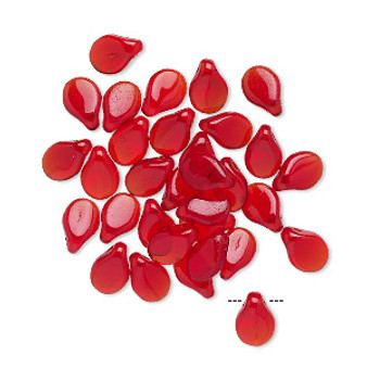 Bead, Preciosa Pip™, Czech pressed glass, transparent light red, 7x5mm top-drilled pip. Sold per pkg of 30.