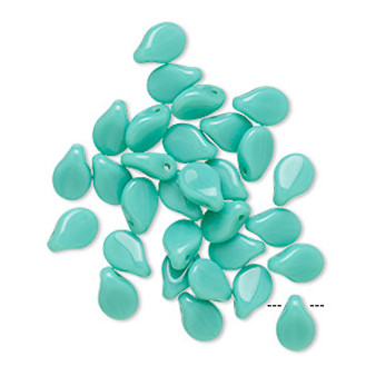 Bead, Preciosa Pip™, Czech pressed glass, opaque turquoise blue, 7x5mm top-drilled pip. Sold per pkg of 30.