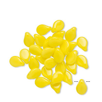 Bead, Preciosa Pip™, Czech pressed glass, opaque yellow, 7x5mm top-drilled pip. Sold per pkg of 30.