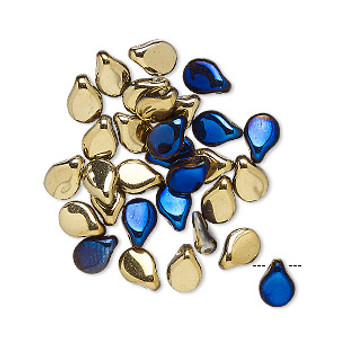 Bead, Preciosa Pip™, Czech pressed glass, opaque California blue, 7x5mm top-drilled pip. Sold per pkg of 30.