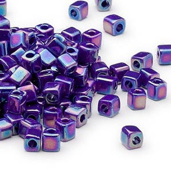 SB4-414R - Miyuki - 4mm - Opaque Rainbow Dark Blue - 250gms - 4mm Square Glass Bead