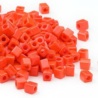 SB4-406 - Miyuki - 4mm - Opaque Orange - 250gms - 4mm Square Glass Bead