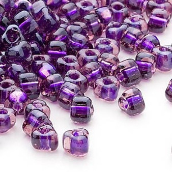 TR5-1835 - Miyuki - #5 - Transparent Amber Yellow Colour Lined Purple - 250gms - Triangle Glass Bead