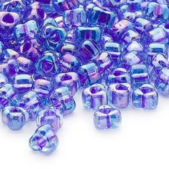 TR5-1829 - Miyuki - #5 - Transparent Lt Blue Colour Lined Purple - 250gms - Triangle Glass Bead