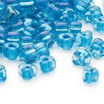 TR5-1823 - Miyuki - #5 - Transparent Lt Blue Colour Lined Aqua - 250gms - Triangle Glass Bead