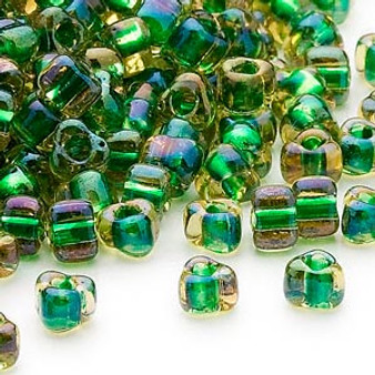 TR5-1165 - Miyuki - #5 - Transparent Yellow Colour Lined Green - 250gms - Triangle Glass Bead