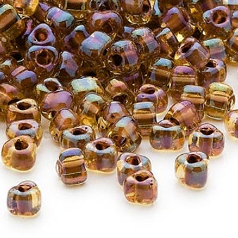 TR5-1162 - Miyuki - #5 - Transparent Dark Amber Yellow Colour Lined Purple - 250gms - Triangle Glass Bead