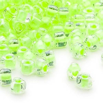 TR5-1119 - Miyuki - #5 - Transparent Clear Colour Lined Lime - 250gms - Triangle Glass Bead