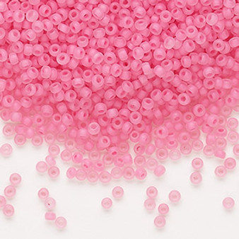 Seed bead, Dyna-Mites™, glass, translucent matte inside color dusty rose, #11 round. Sold per 40-gram pkg.