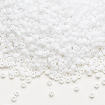 Seed bead, Dyna-Mites™, glass, opaque matte white, #11 round. Sold per 40-gram pkg.