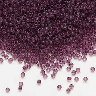 Seed bead, Dyna-Mites™, glass, translucent matte inside color dark mauve, #11 round. Sold per 40-gram pkg.