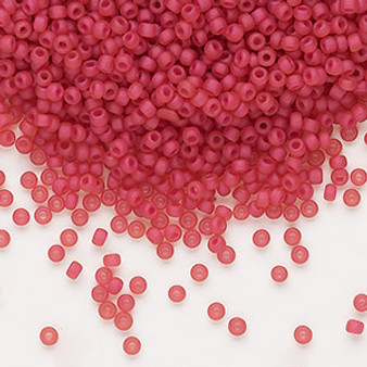Seed bead, Dyna-Mites™, glass, translucent matte inside color fuchsia, #11 round. Sold per 40-gram pkg.