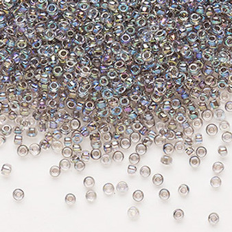 Seed bead, Dyna-Mites™, glass, transparent inside color rainbow peacock, #11 round. Sold per 40-gram pkg.