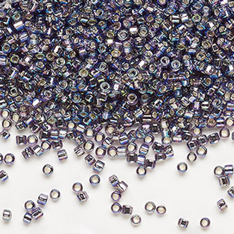 Seed bead, Dyna-Mites™, glass, silver-lined translucent rainbow purple, #11 round with square hole. Sold per 40-gram pkg.