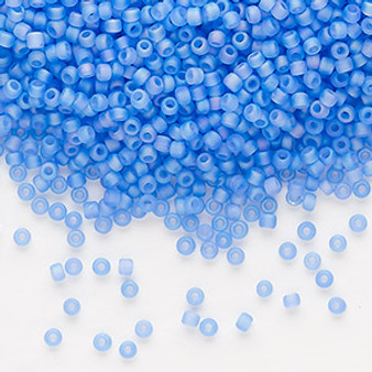 Seed bead, Dyna-Mites™, glass, frosted translucent rainbow blue, #11 round. Sold per 40-gram pkg.