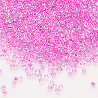 Seed bead, Dyna-Mites™, glass, transparent inside color rainbow dusty rose, #11 round. Sold per 40-gram pkg.