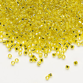 Seed bead, Dyna-Mites™, glass, silver-lined translucent yellow, #11 round with square hole. Sold per 40-gram pkg.