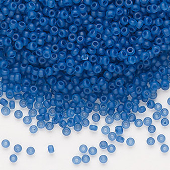 Seed bead, Dyna-Mites™, glass, translucent matte inside color cobalt, #11 round. Sold per 40-gram pkg.